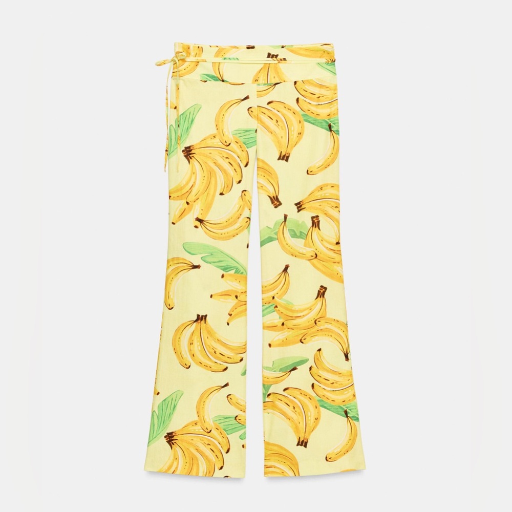 Zara 🍌🍌🍌Banana Print Flare Pants Size Large NWT